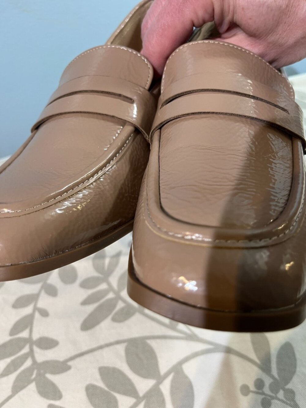 Loafer Heeled - Taupe Patent - Womens 9.5 Block Heel Preppy office wear - Picture 10 of 10